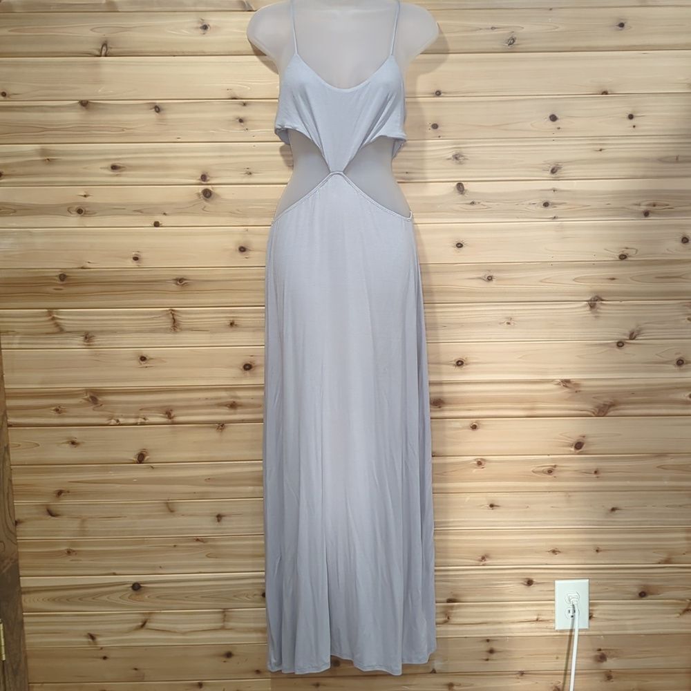 Free People Beach Dress Womens‎ Medium Gray Piper Midi Cutouts Boho